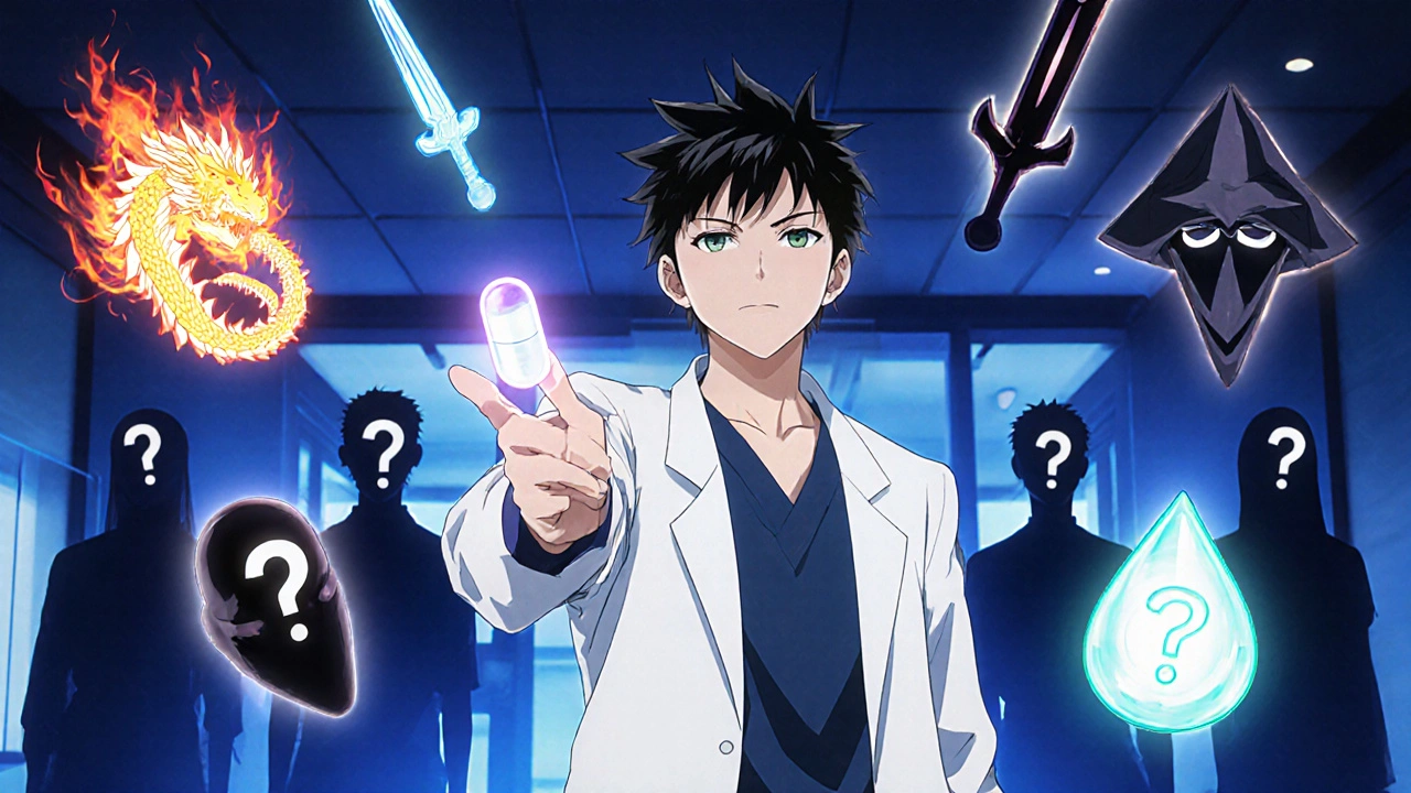 Cardiologist presents six alternative heart treatments as glowing icons in a medical room.