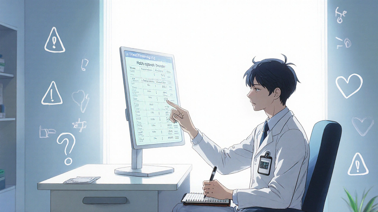 Man in a clinic consulting a doctor about blood pressure monitoring.