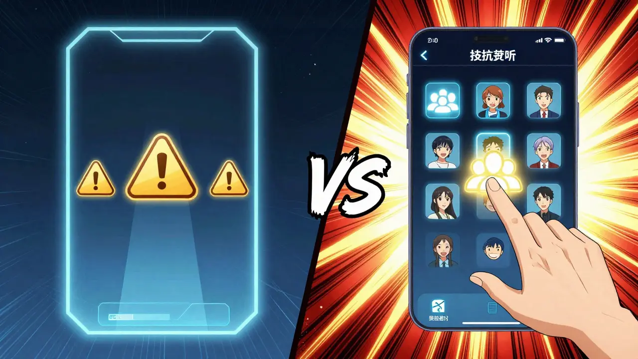 Two versions of an app battle visually — one cold and isolated, the other warm and connected.