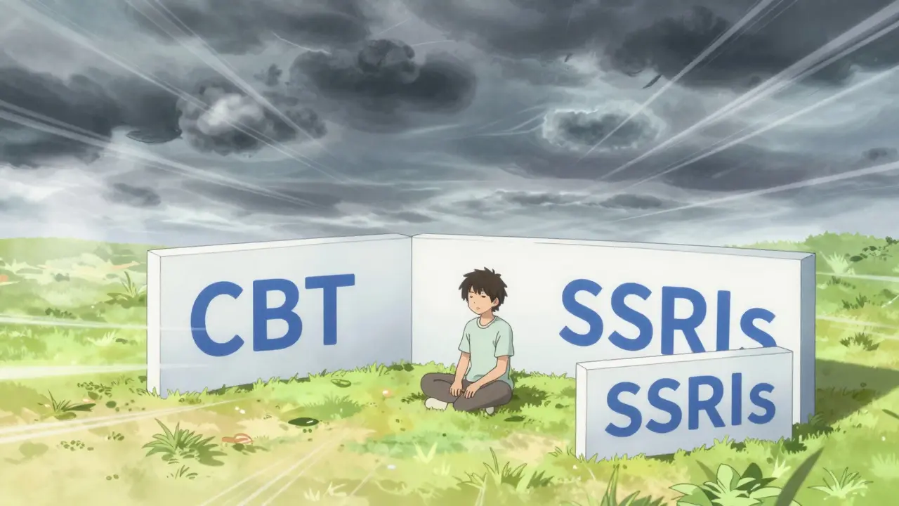 Anime scene showing character finding peace through therapy and alternative treatments
