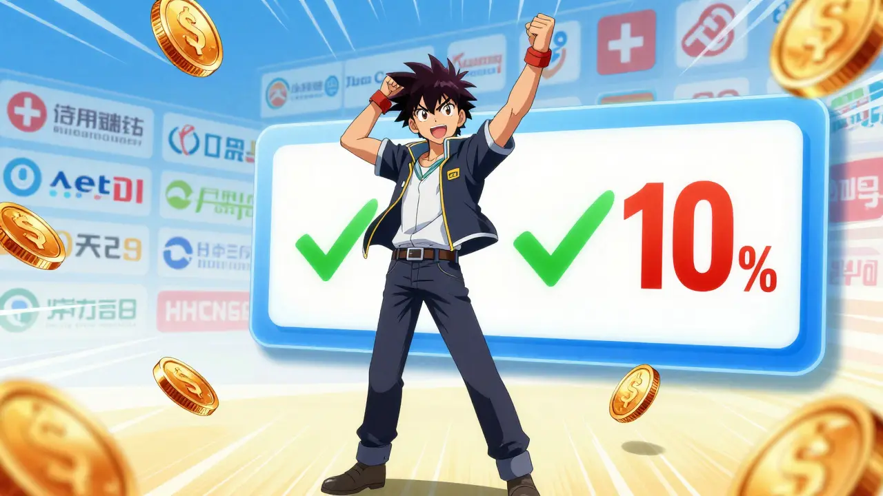 Heroic anime figure celebrating cheap medication deal
