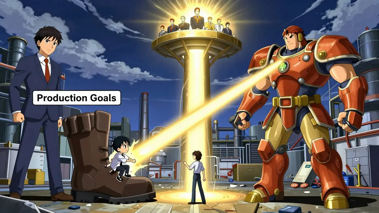 Anime art showing independent QA reporting to board