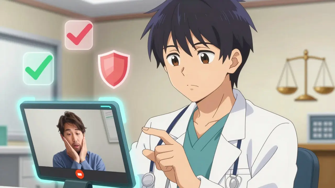 Doctor consulting patient via video call
