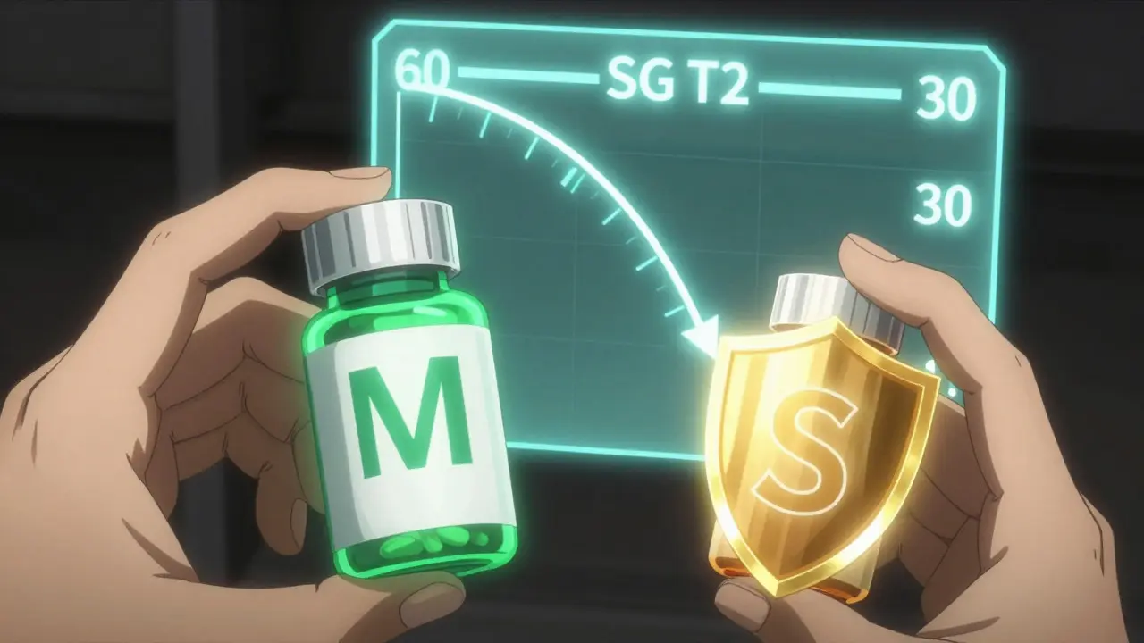 Anime pills with glowing shields protecting against low eGFR levels